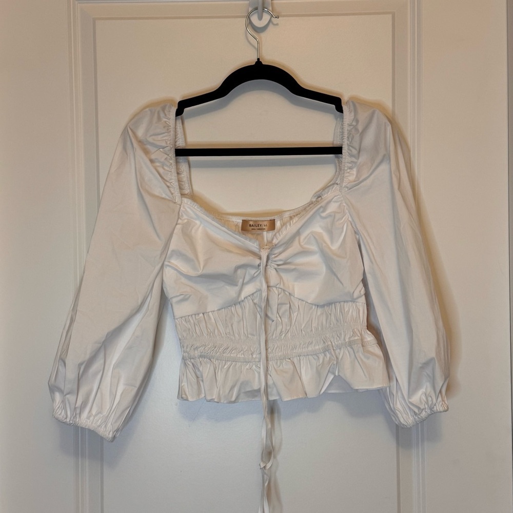 Bailey 44 Shani White Puff Sleeve Smocked Blouse